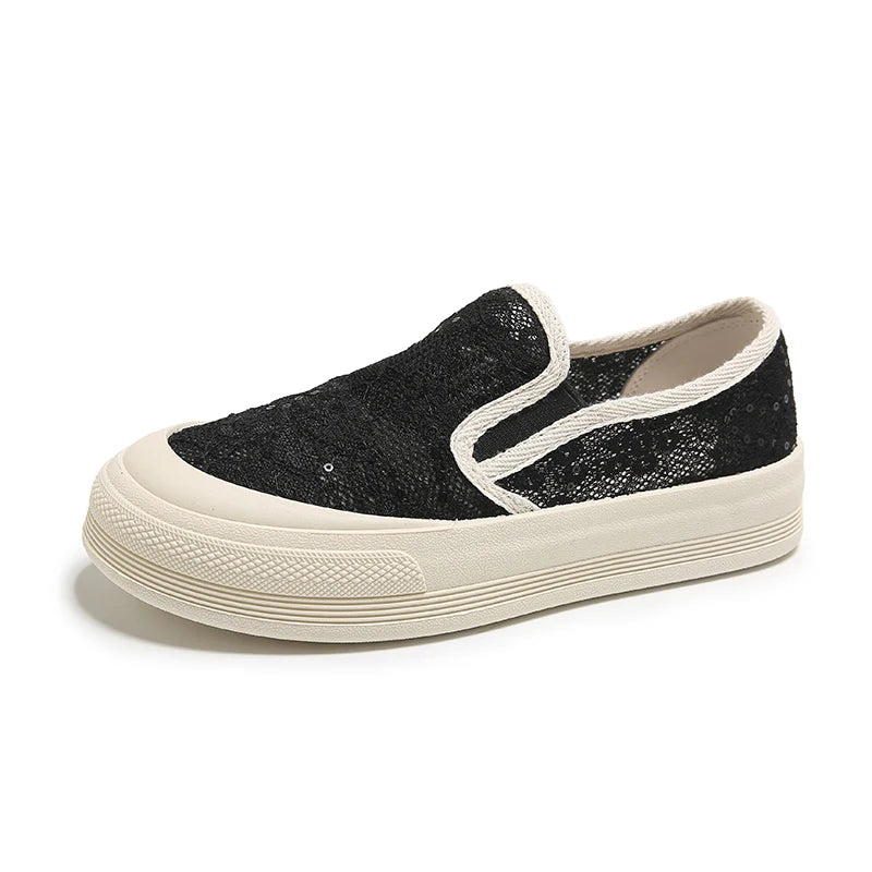 Damen Walking Sneaker – Slip-On Glitzer Casual Schuhe