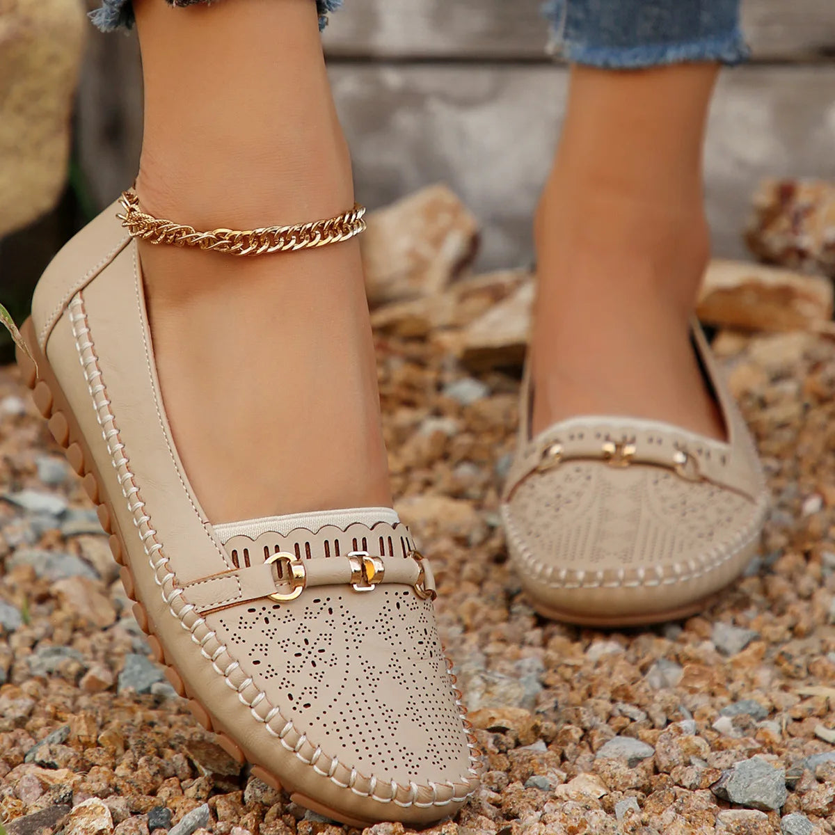 Slip-On Loafer – Freizeit Schuhe mit Lochmuster