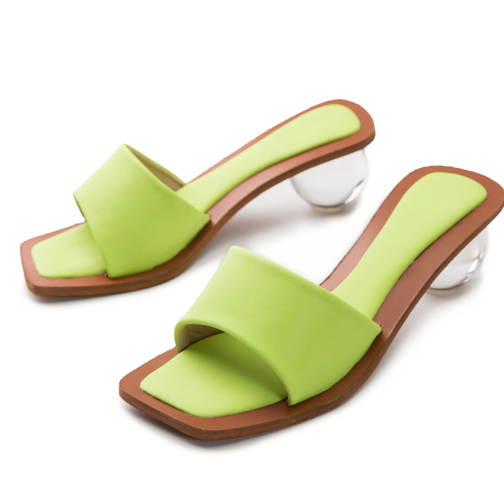 Crystal Sandalen – Peep-Toe Slides mit Absatz