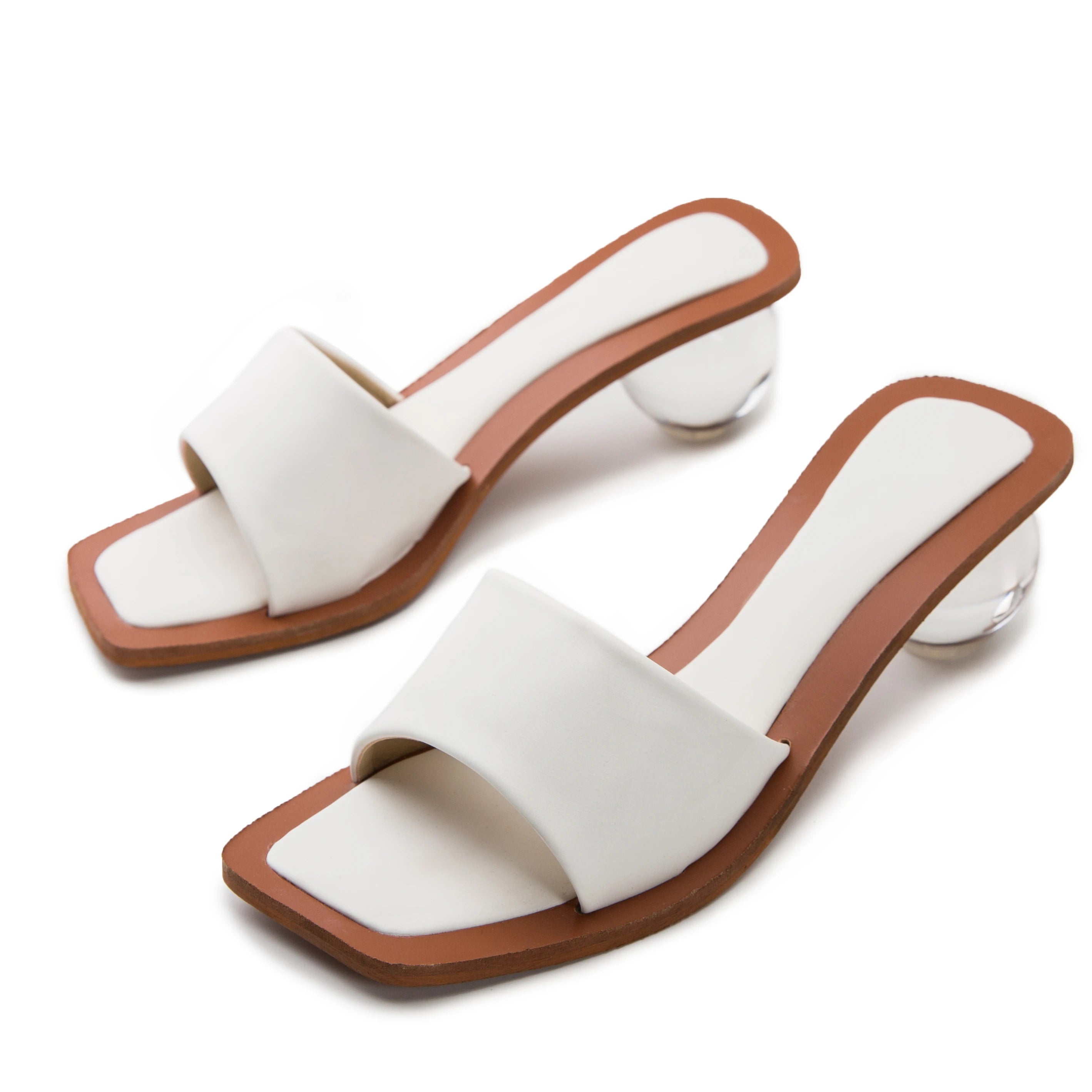 Crystal Sandalen – Peep-Toe Slides mit Absatz