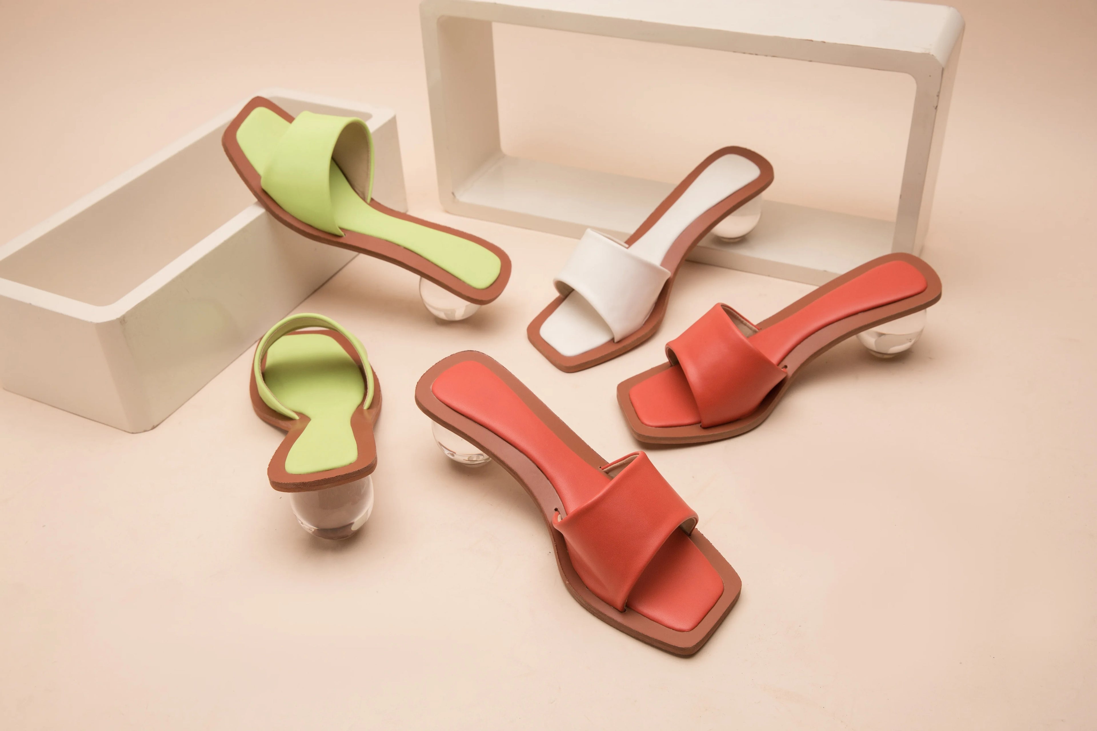 Crystal Sandalen – Peep-Toe Slides mit Absatz