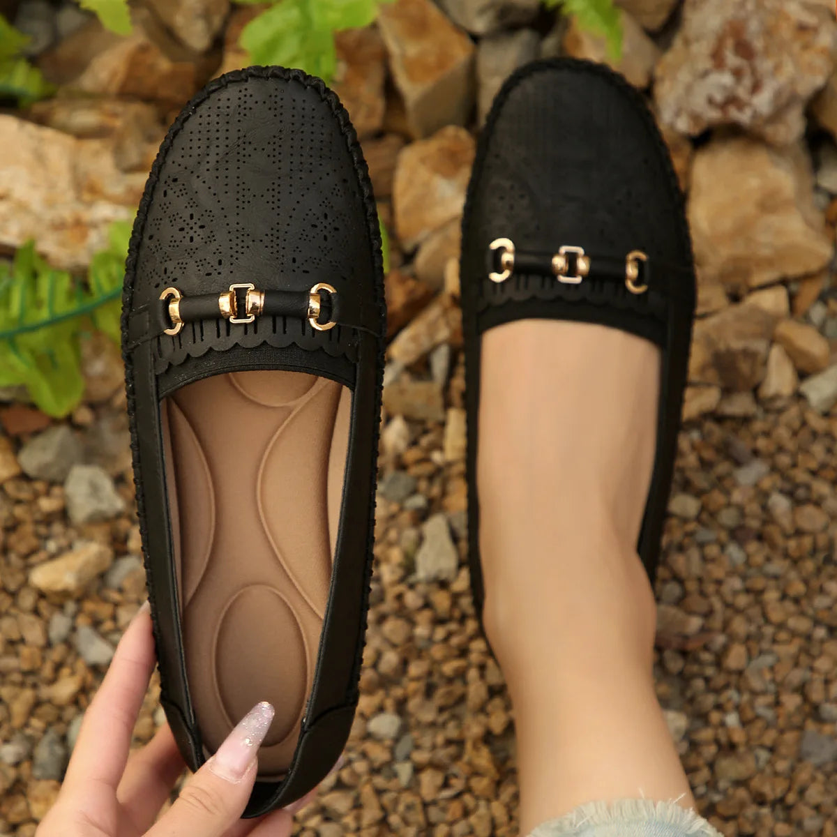 Slip-On Loafer – Freizeit Schuhe mit Lochmuster