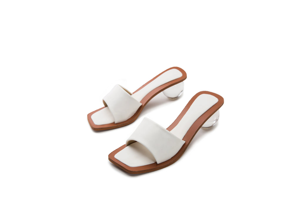 Crystal Sandalen – Peep-Toe Slides mit Absatz