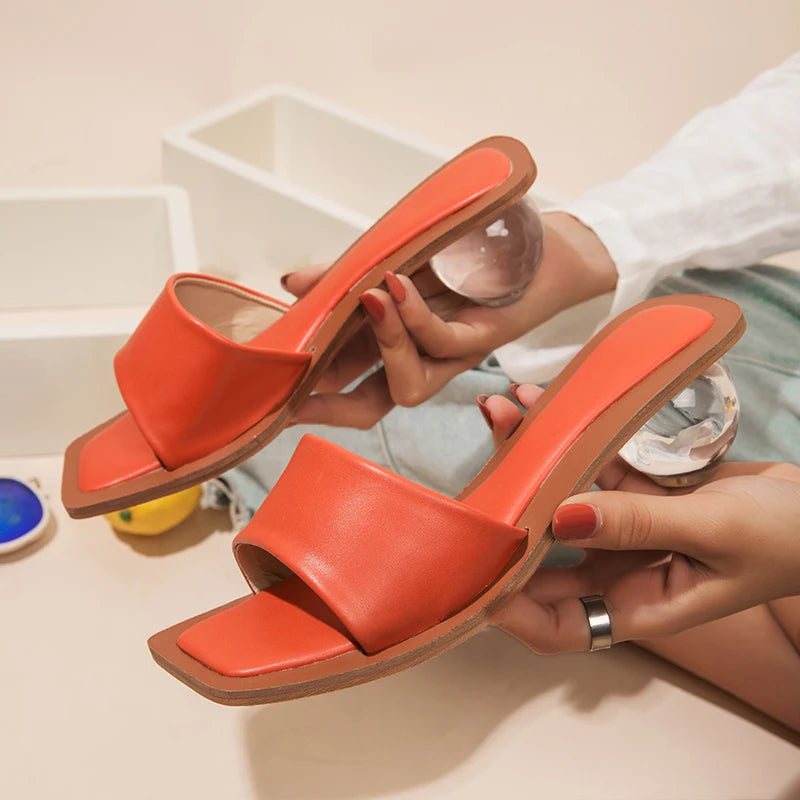 Crystal Sandalen – Peep-Toe Slides mit Absatz