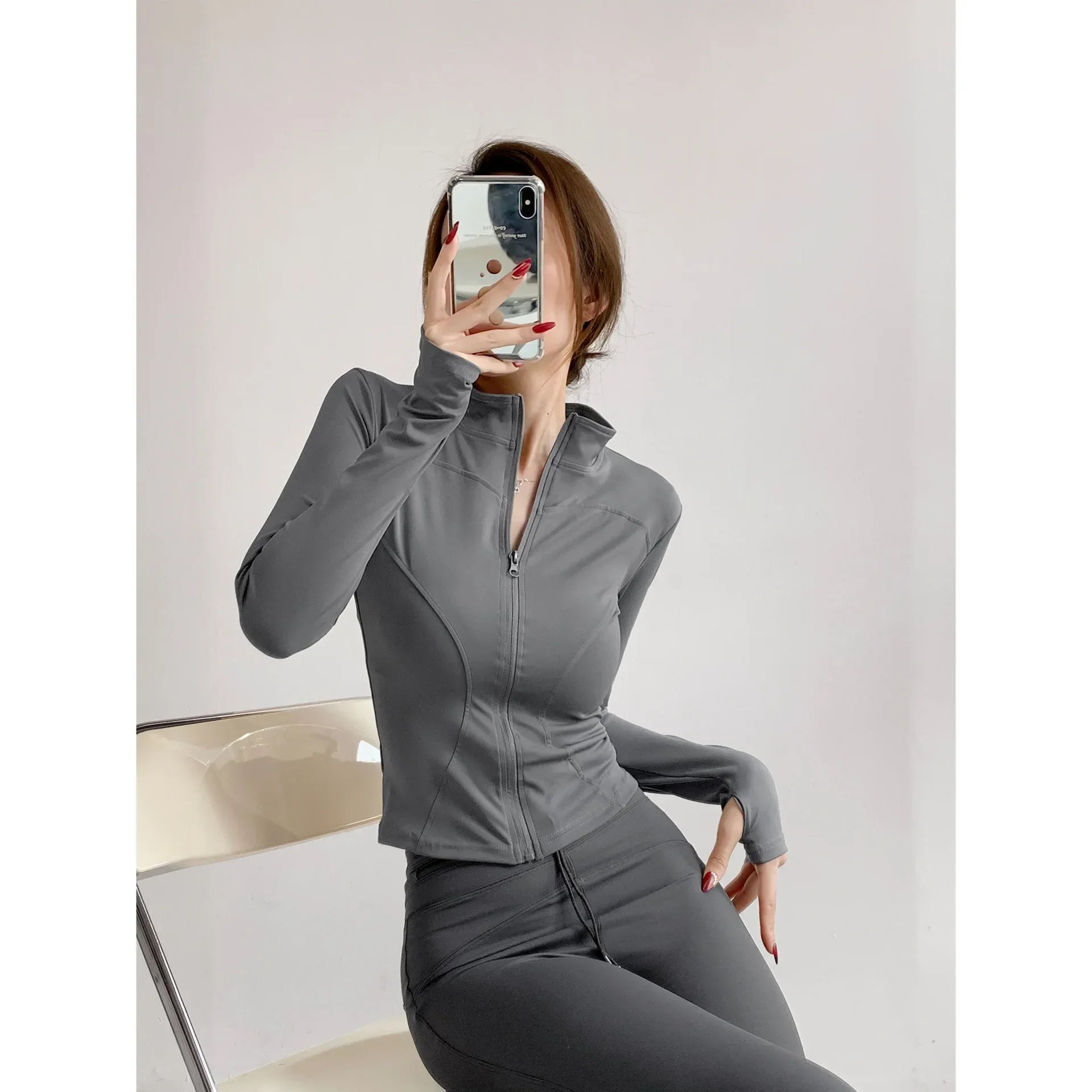 Damen Fitness Jacke mit Reißverschluss