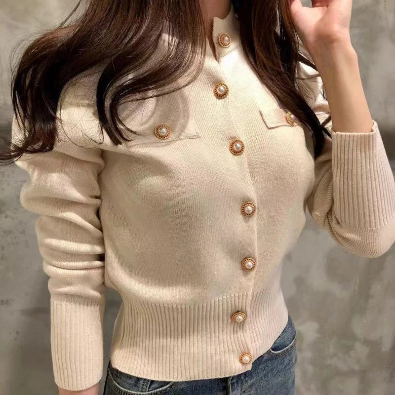 Damen Knitted Cardigan Jacke – Single Breasted Slim Fit