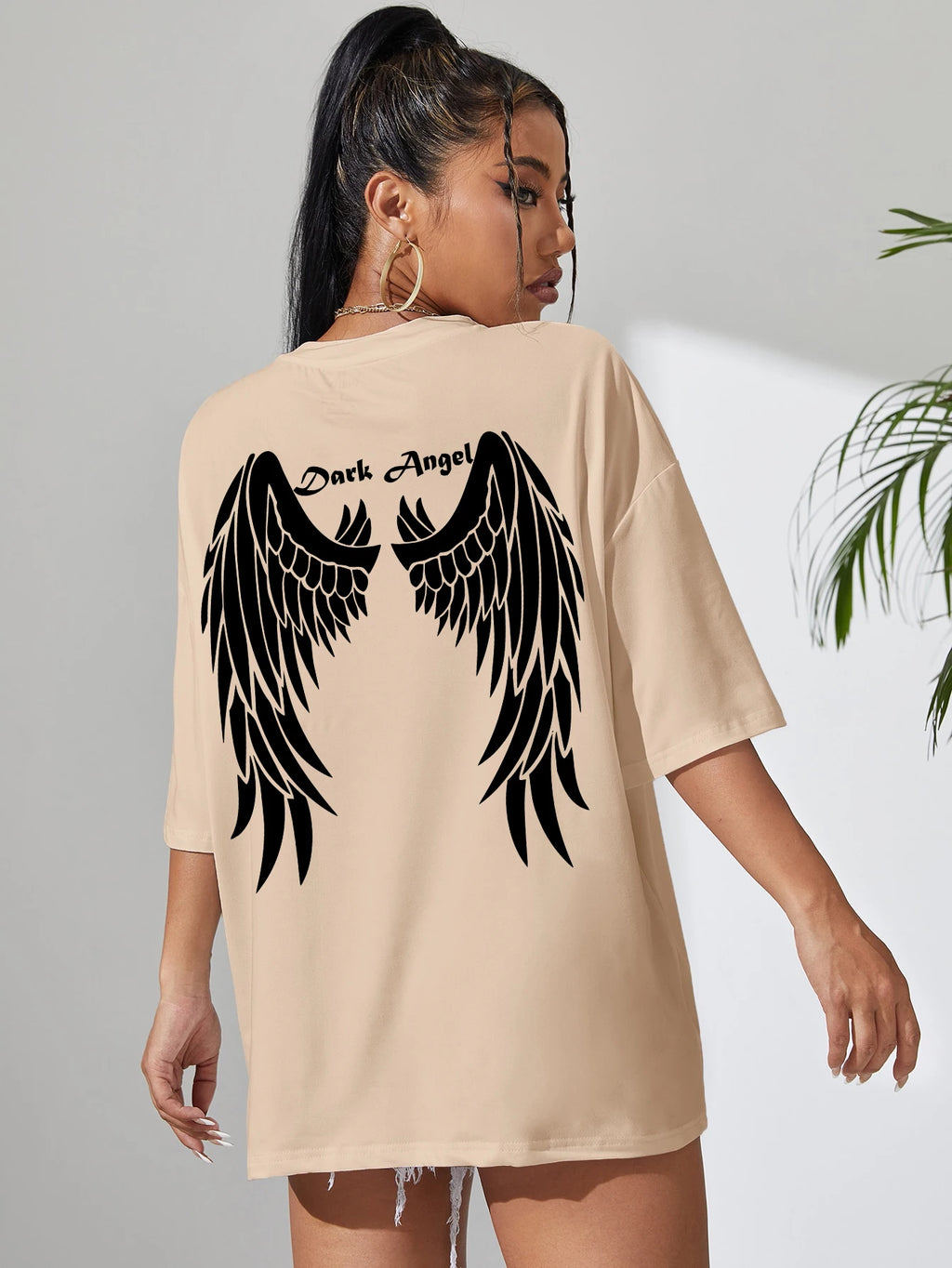 Damen Oversize T-Shirt – Dark Angel Wing