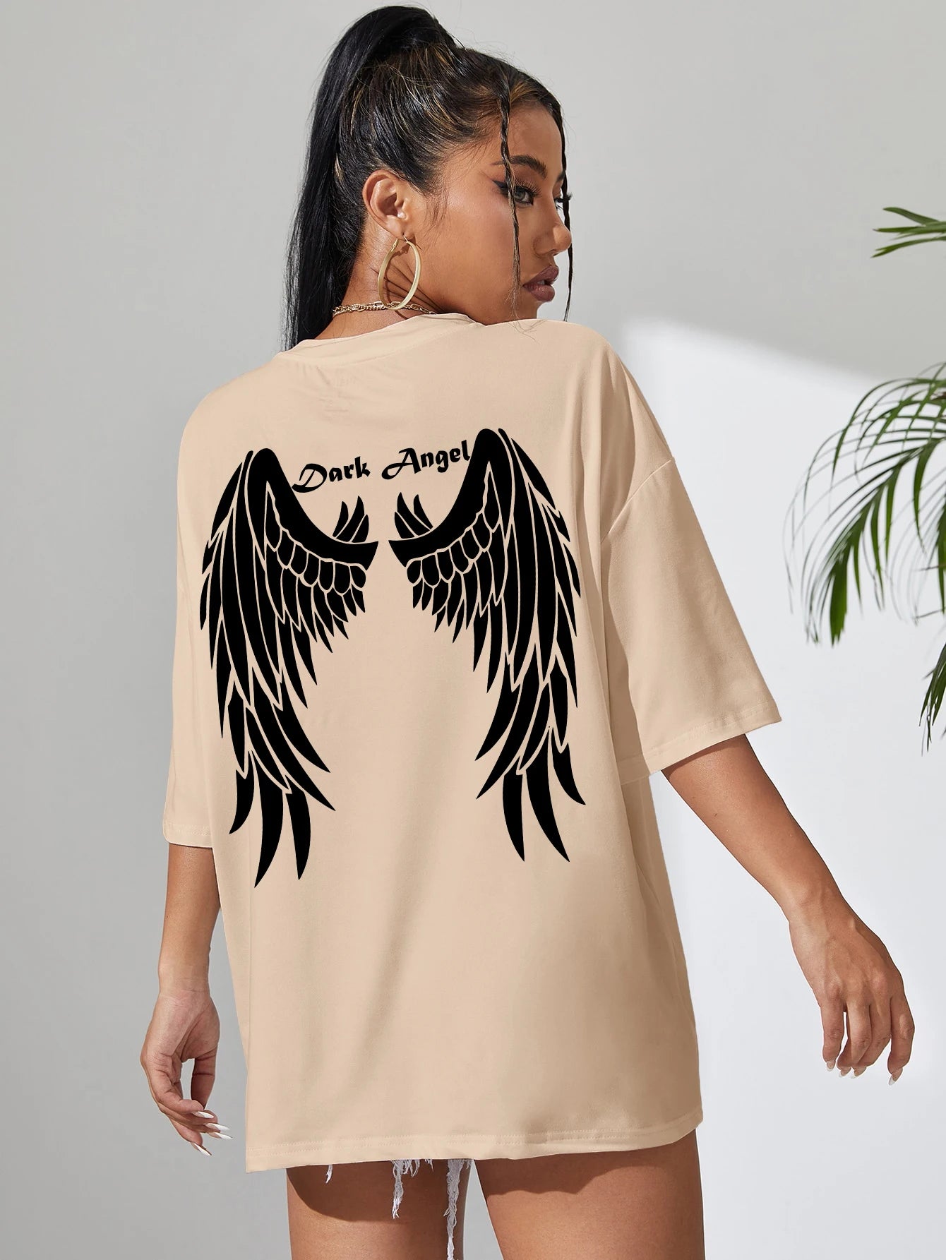 Damen Oversize T-Shirt – Dark Angel Wing