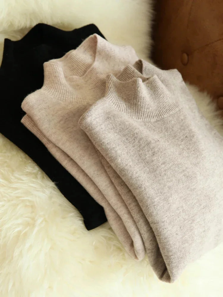 Damen Turtleneck Pullover Slim Fit – Strick Langarm