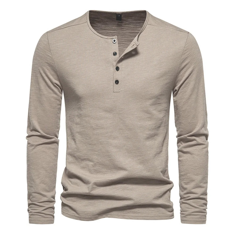 Herren Slim Fit Langarm Shirt – Baumwolle