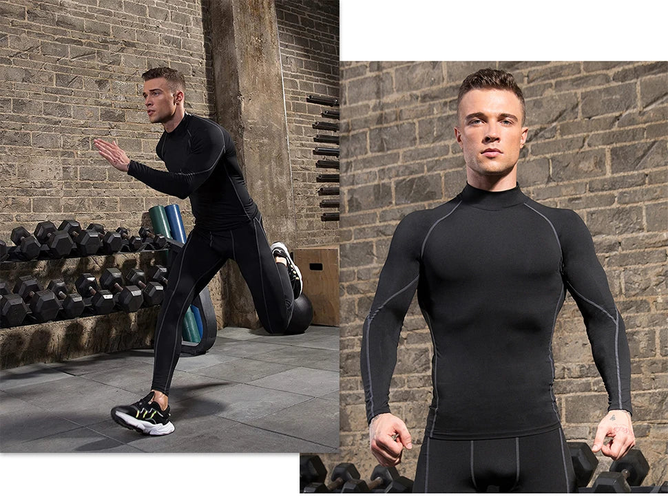 Herren Sport Kompressionsshirt – Langarm Quick Dry
