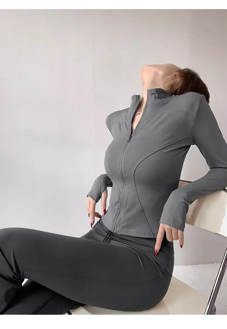 Damen Fitness Jacke mit Reißverschluss