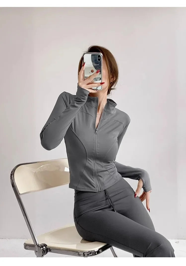 Damen Fitness Jacke mit Reißverschluss