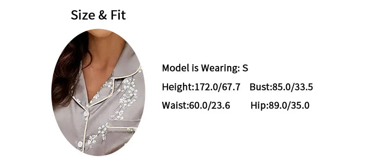 Damen Satin Schlafanzug Set – Langarm & Hose