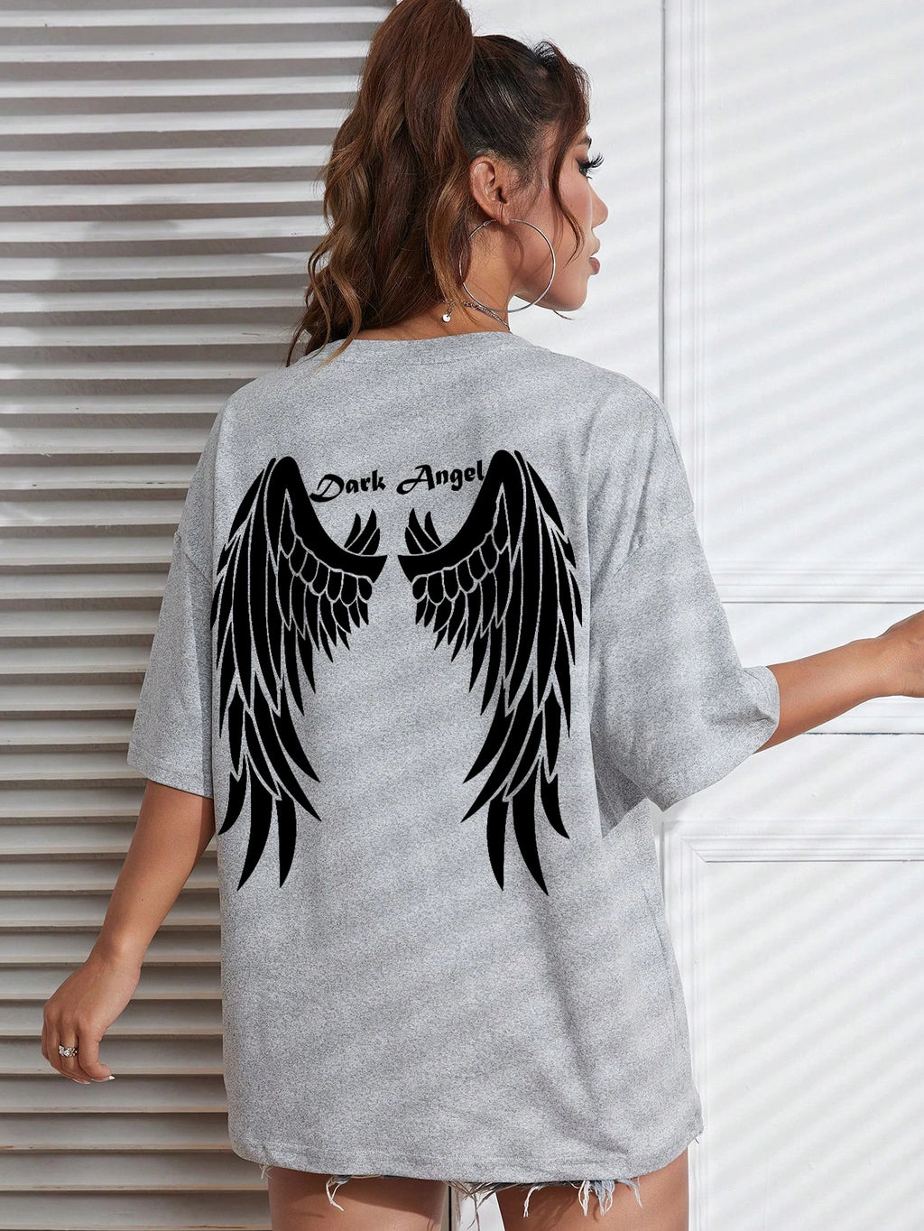 Damen Oversize T-Shirt – Dark Angel Wing
