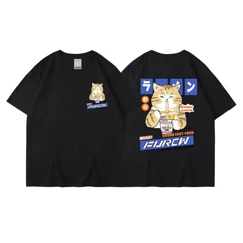 Oversize T-Shirt – Harajuku Cat Print | Japan Style