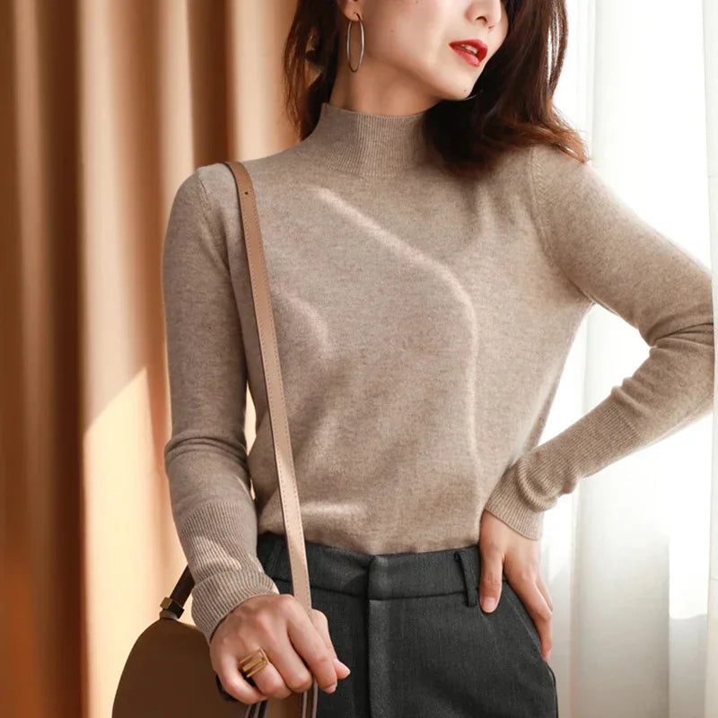 Damen Turtleneck Pullover Slim Fit – Strick Langarm