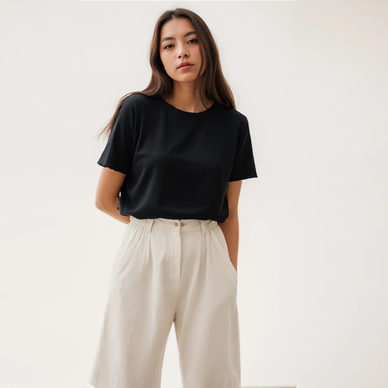 Damen Heavy Cotton Tee – Y2K Style Kurzarm Shirt