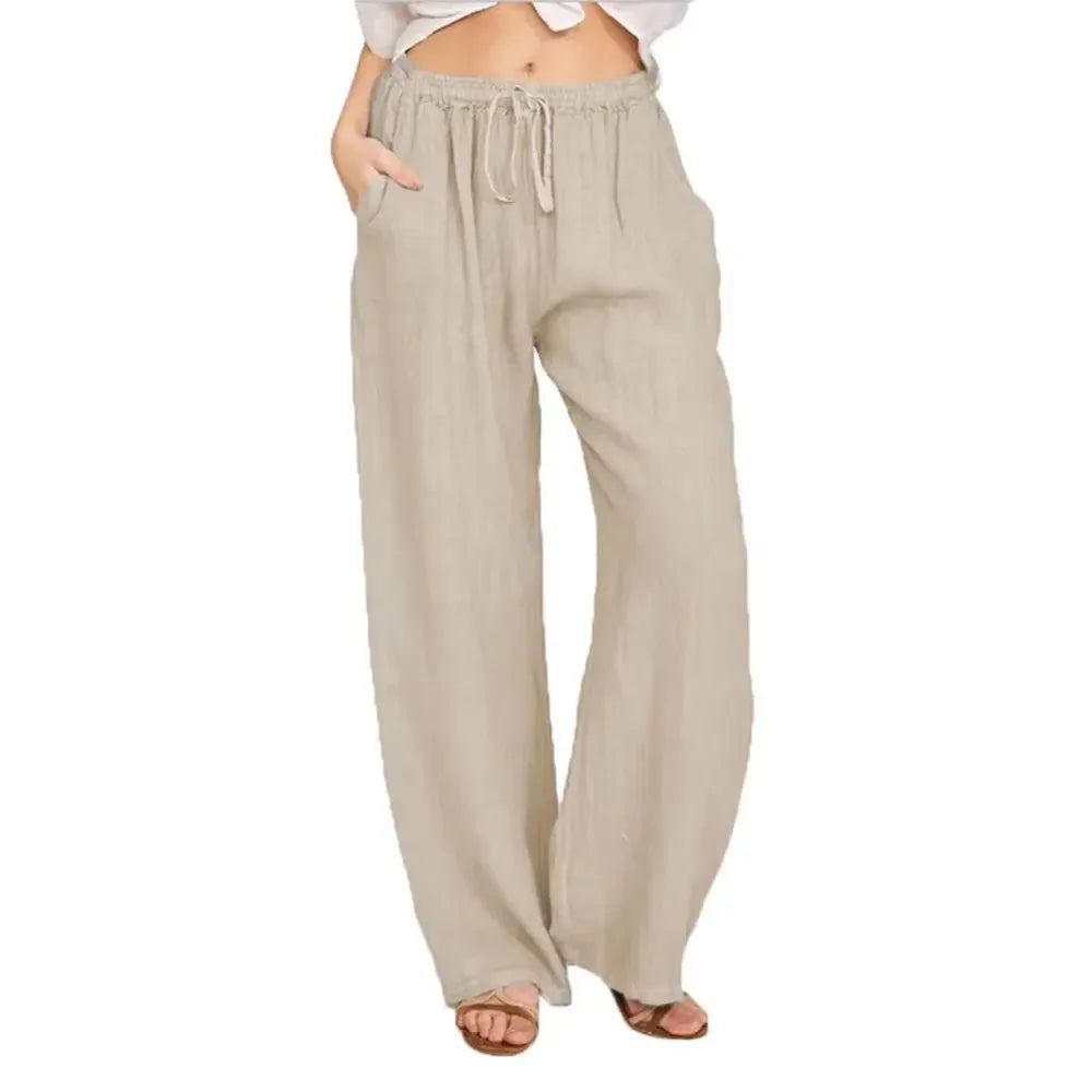 Damen Leinen Hose – Loose Fit | Elastischer Bund