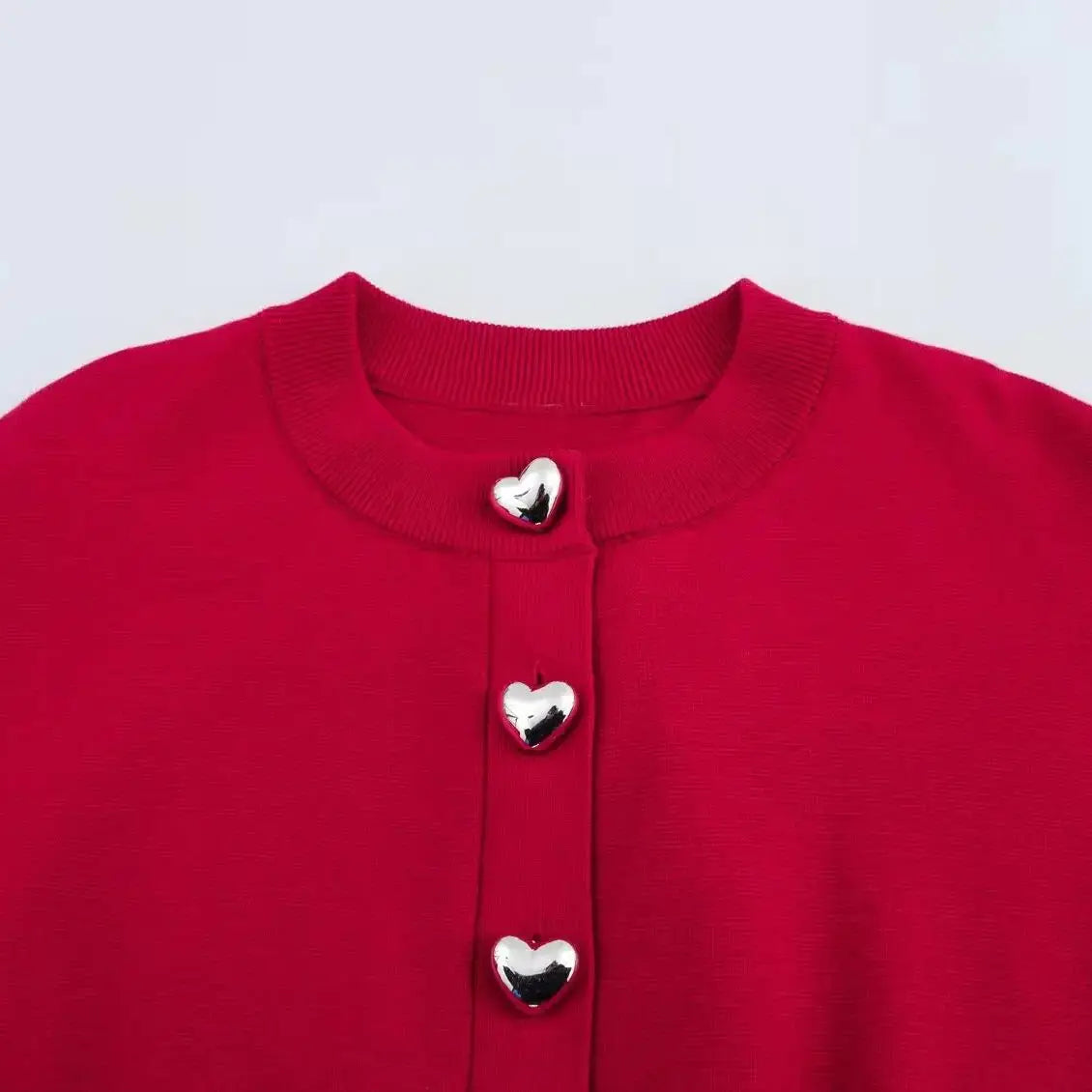 Damen Cropped Knit Cardigan – Button Front Sweater