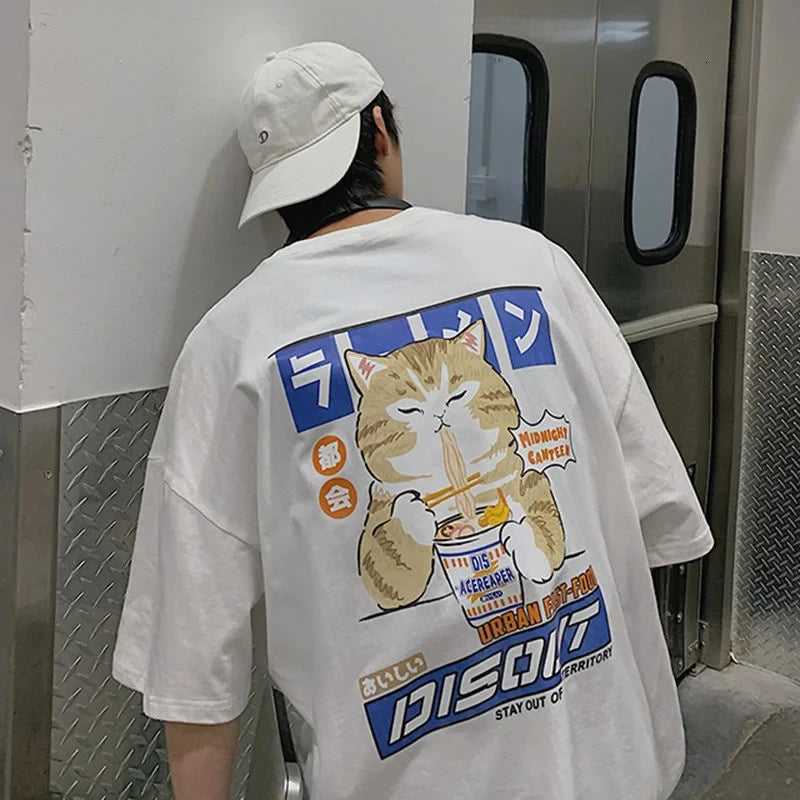 Oversize T-Shirt – Harajuku Cat Print | Japan Style