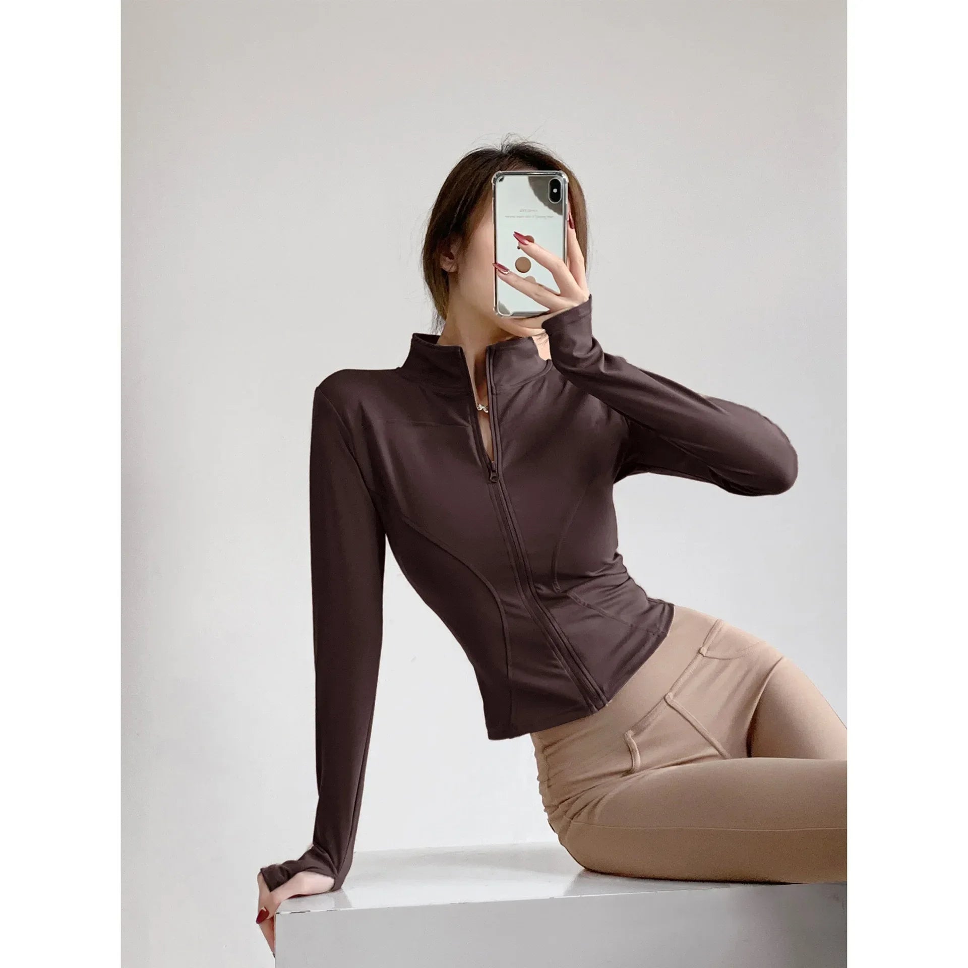 Damen Fitness Jacke mit Reißverschluss