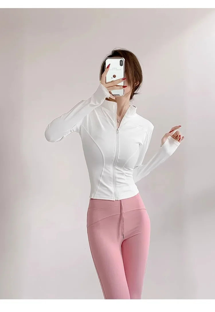 Damen Fitness Jacke mit Reißverschluss