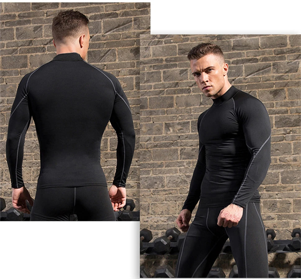 Herren Sport Kompressionsshirt – Langarm Quick Dry