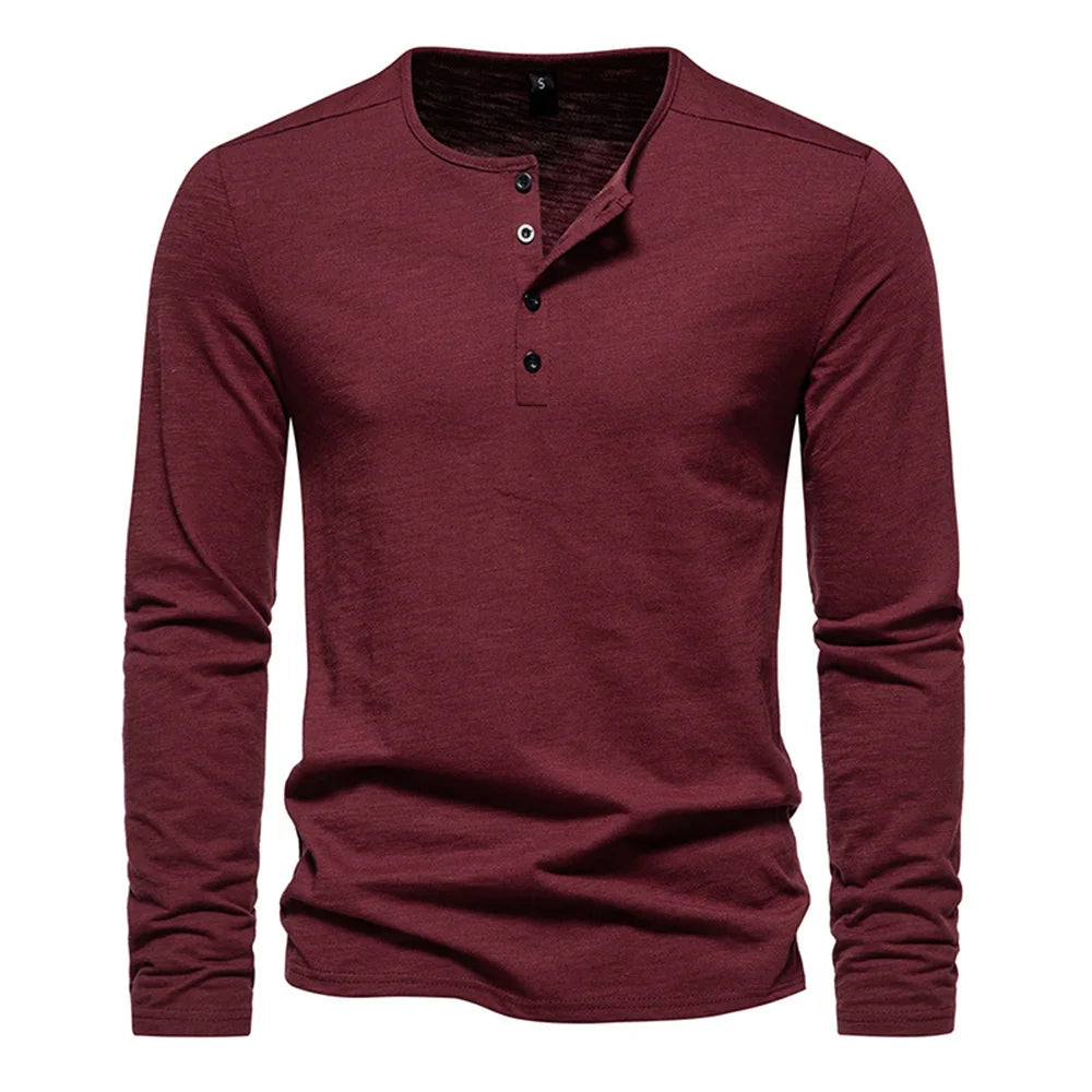 Herren Slim Fit Langarm Shirt – Baumwolle
