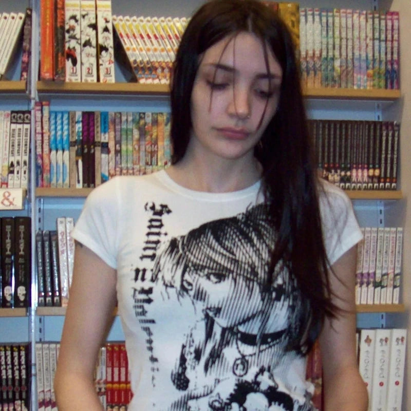 Damen Crop Tee Y2K Style – Anime Streetwear