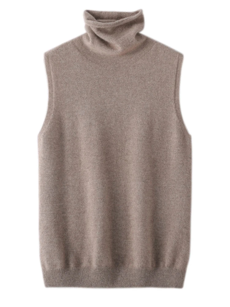 Damen Merino Wool Vest – Turtleneck Knitwear | Ärmelloser Pullover