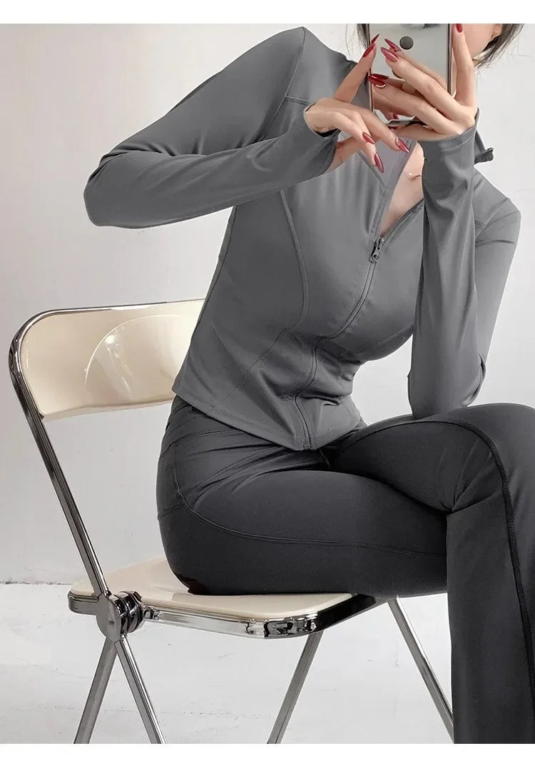 Damen Fitness Jacke mit Reißverschluss