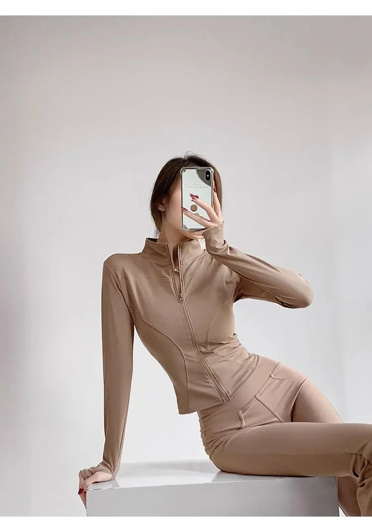 Damen Fitness Jacke mit Reißverschluss