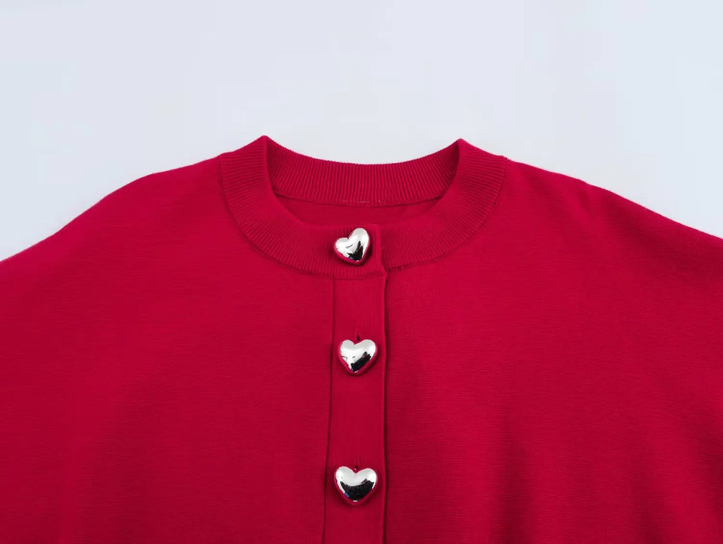 Damen Cropped Knit Cardigan – Button Front Sweater