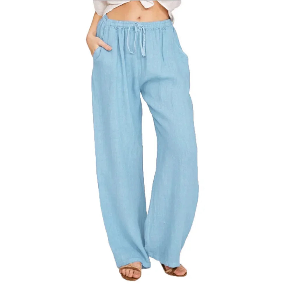 Damen Leinen Hose – Loose Fit | Elastischer Bund