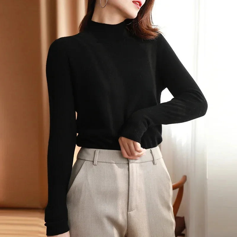 Damen Turtleneck Pullover Slim Fit – Strick Langarm