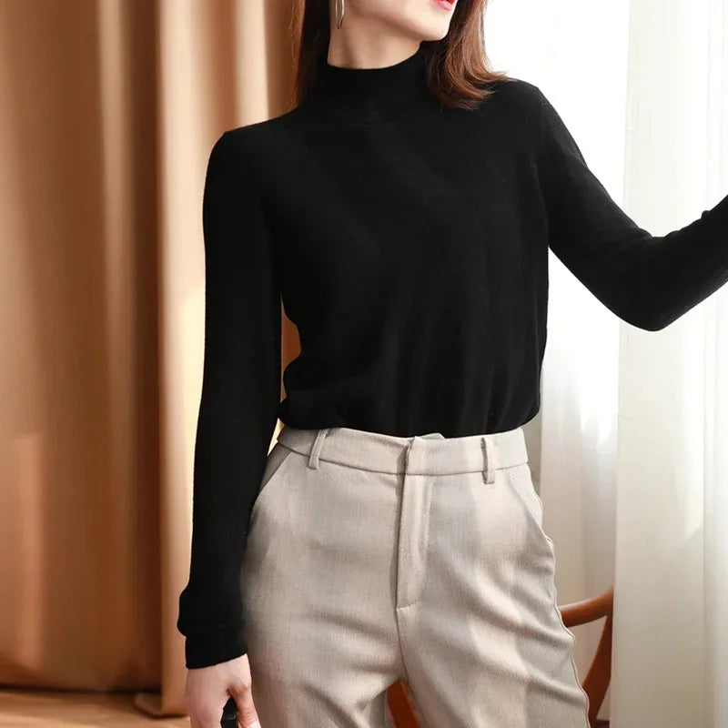 Damen Turtleneck Pullover Slim Fit – Strick Langarm