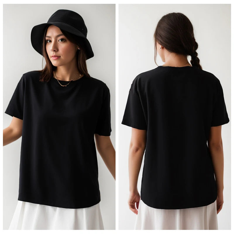 Damen Heavy Cotton Tee – Y2K Style Kurzarm Shirt