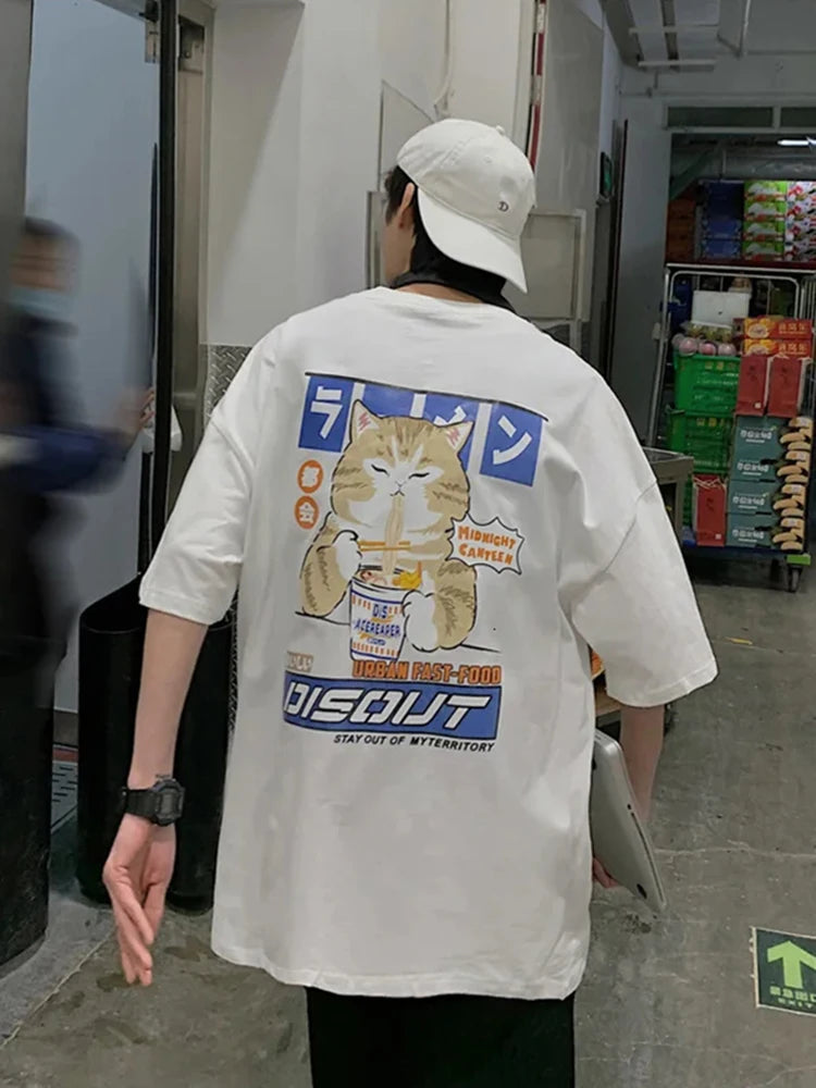 Oversize T-Shirt – Harajuku Cat Print | Japan Style
