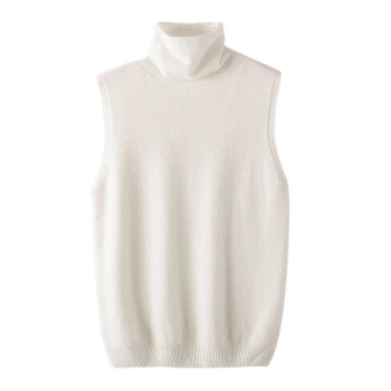 Damen Merino Wool Vest – Turtleneck Knitwear | Ärmelloser Pullover