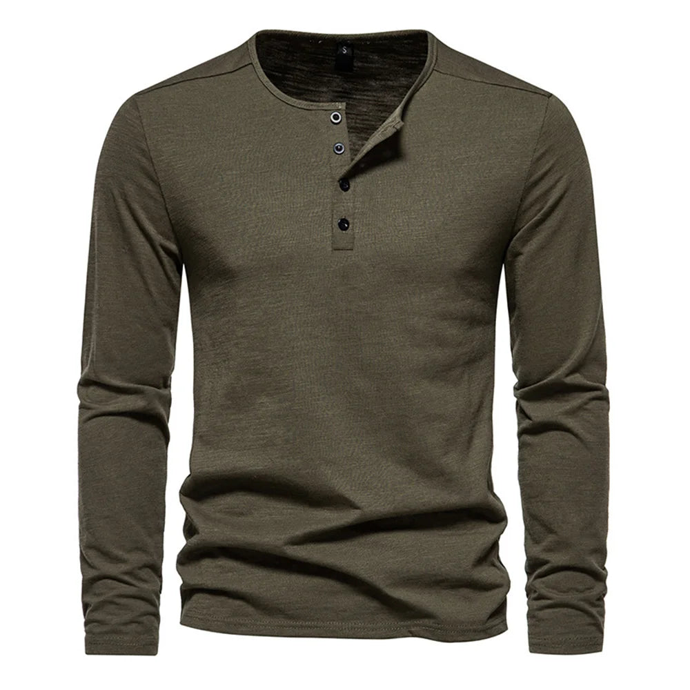 Herren Slim Fit Langarm Shirt – Baumwolle