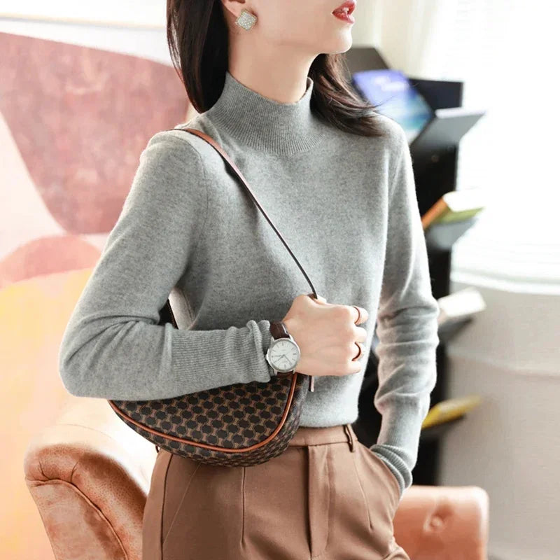 Damen Turtleneck Pullover Slim Fit – Strick Langarm