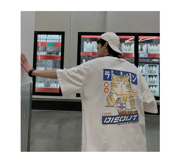 Oversize T-Shirt – Harajuku Cat Print | Japan Style