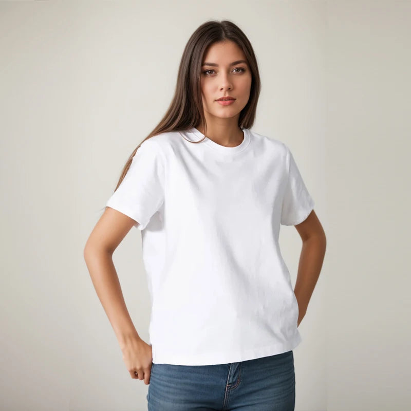 Damen Heavy Cotton Tee – Y2K Style Kurzarm Shirt