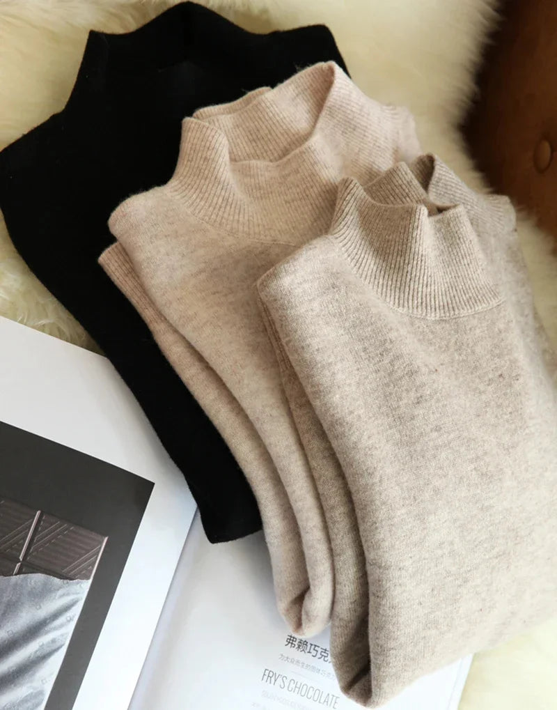 Damen Turtleneck Pullover Slim Fit – Strick Langarm