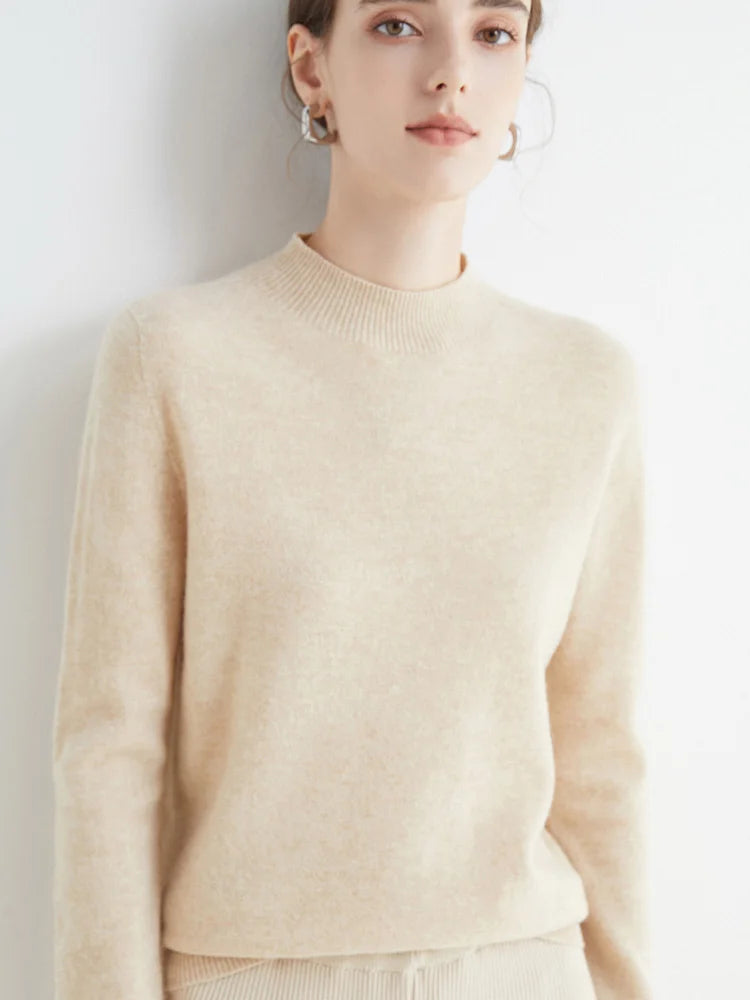 Damen Pullover Mock Neck – Strick Basic