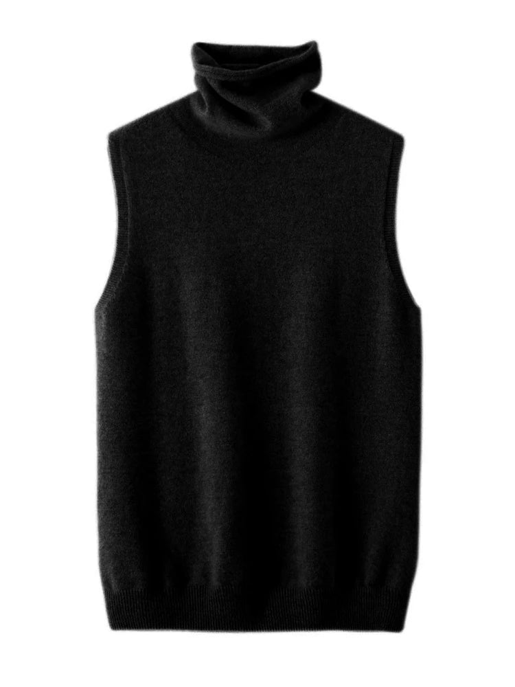 Damen Merino Wool Vest – Turtleneck Knitwear | Ärmelloser Pullover