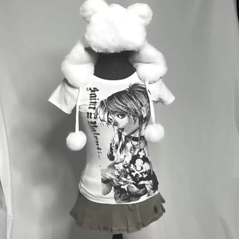 Damen Crop Tee Y2K Style – Anime Streetwear