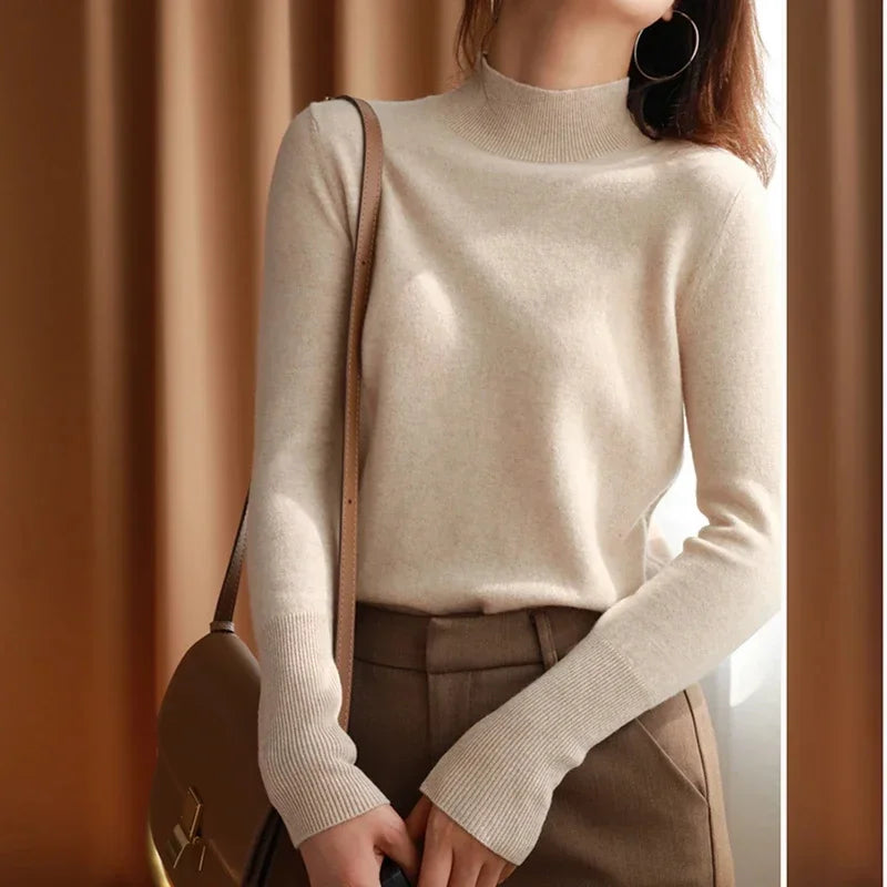 Damen Turtleneck Pullover Slim Fit – Strick Langarm