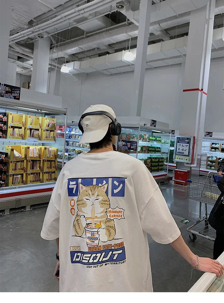 Oversize T-Shirt – Harajuku Cat Print | Japan Style